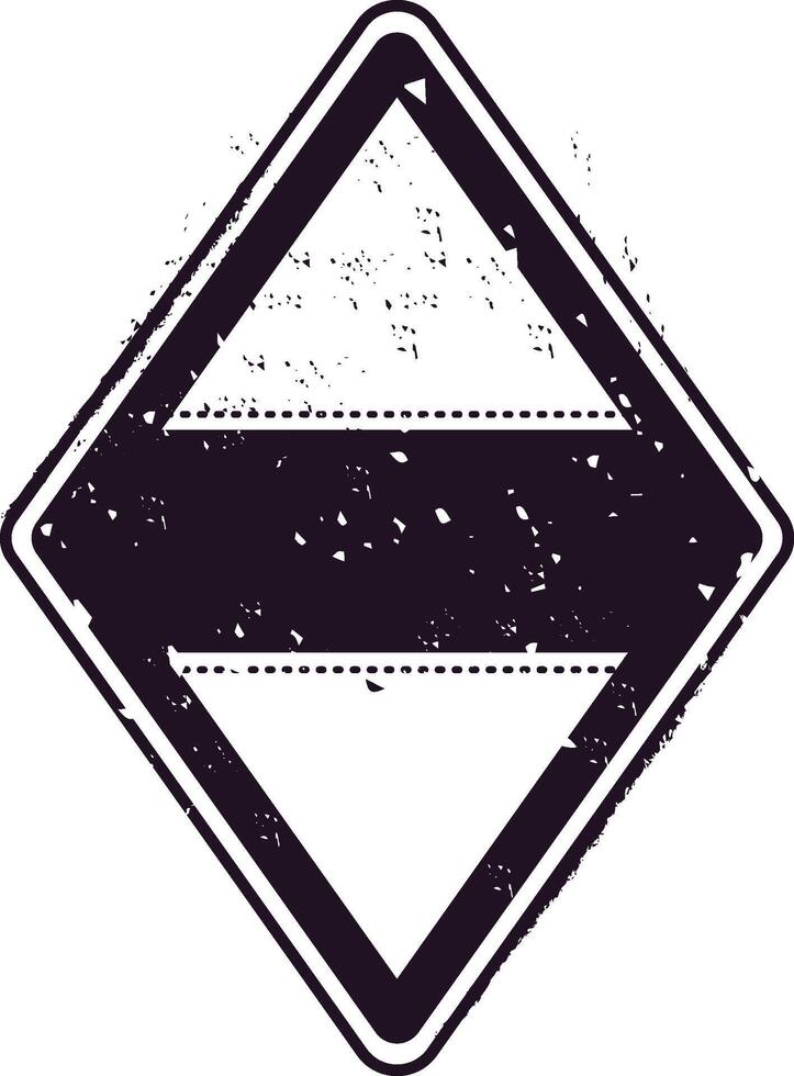 Distressed, vintage style diamond shaped stamp featuring bold geometric patterns. The design showcases a retro aesthetic, ideal for travel themed projects and nostalgic branding vector