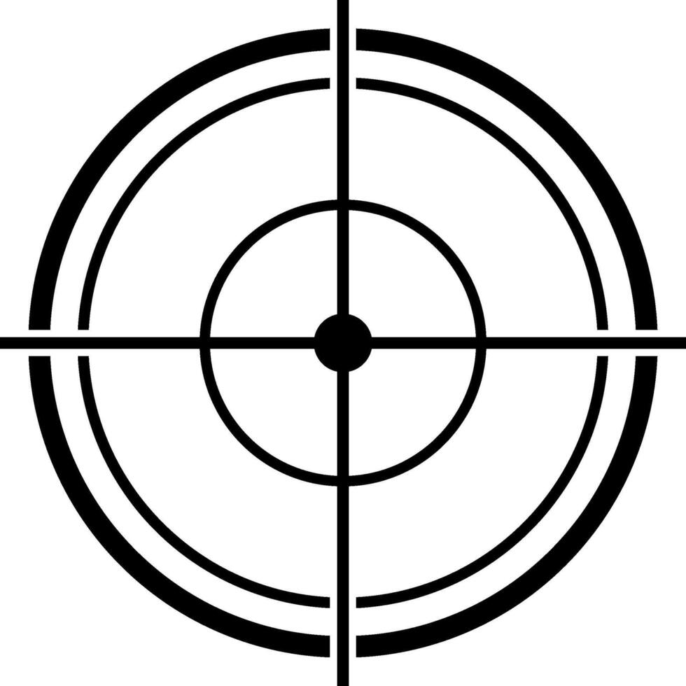 Sniper scope crosshair targeting aim pointer simple icon illustration isolated on white background representing focus, precision and aiming concept vector