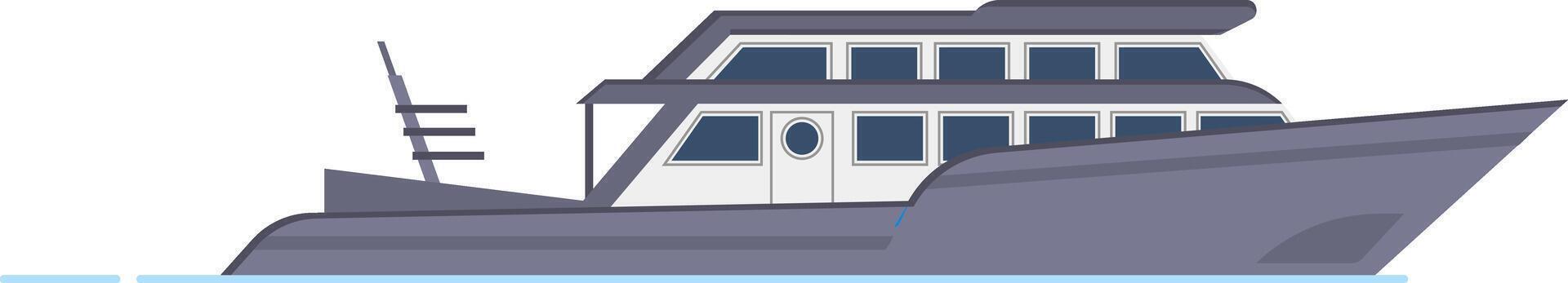 Modern warship sailing on calm water with clear sky, featuring multiple decks, windows, and a radar mast, conveying a sense of maritime security and naval power vector