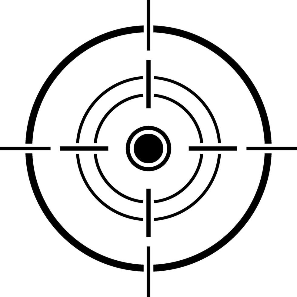 Targeting navigation with a sniper weapon mark cursor, showcasing various military sight focuses and a sharp eye aiming at precise shooting objectives, represented as a symbol vector