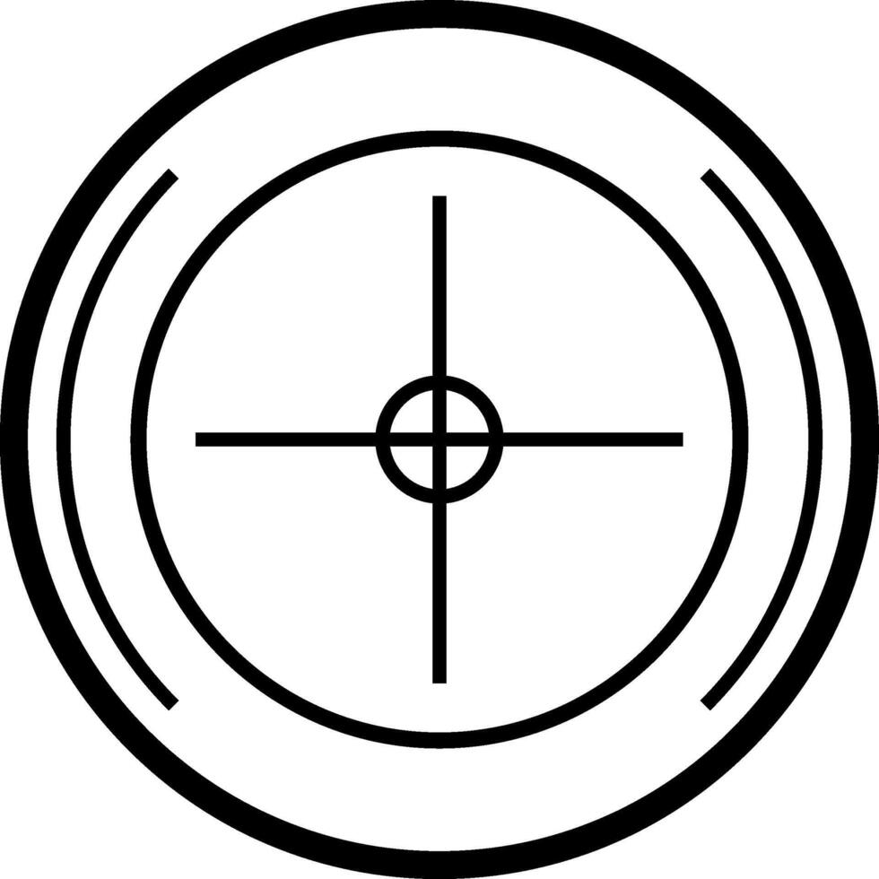 Sniper scope crosshair focusing on target, aiming concept, simple black and white icon of a target, perfect for shooting or hunting related projects vector