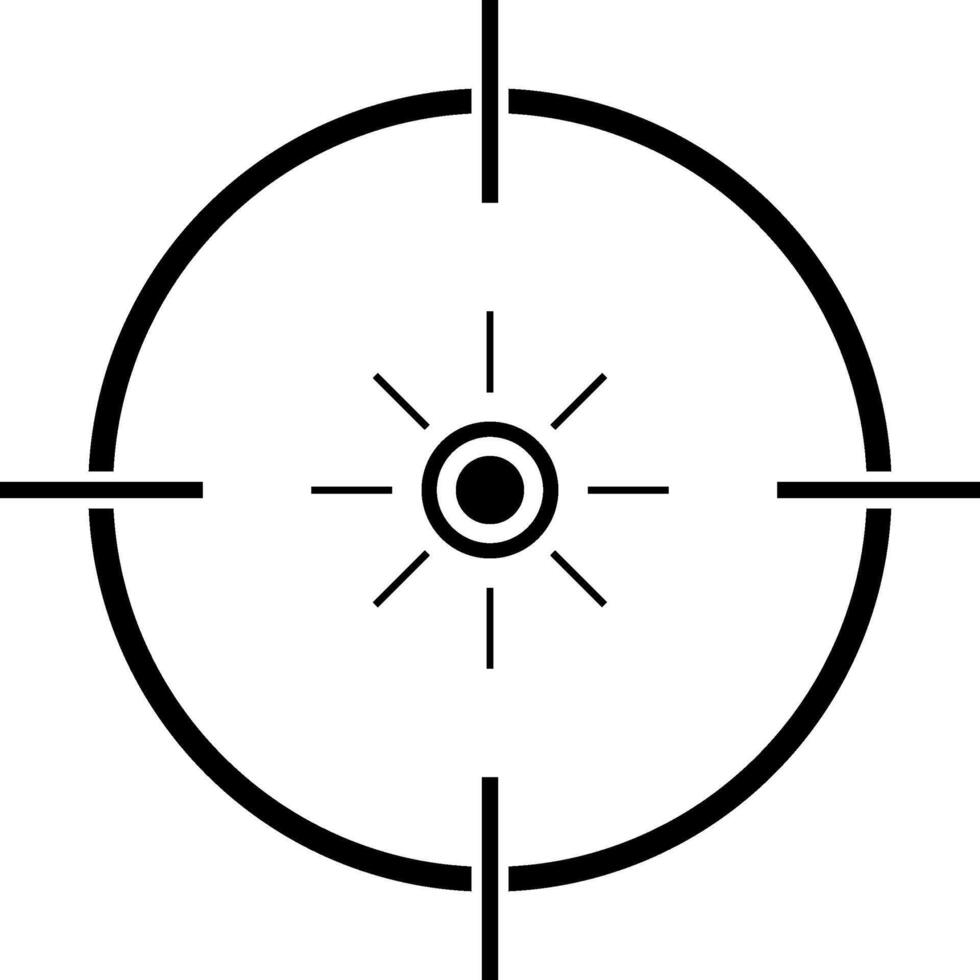Crosshair locking onto the target with radiating focus lines, illustrating precision and accuracy in aiming and targeting, embodying the essence of marksmanship and tactical skill vector