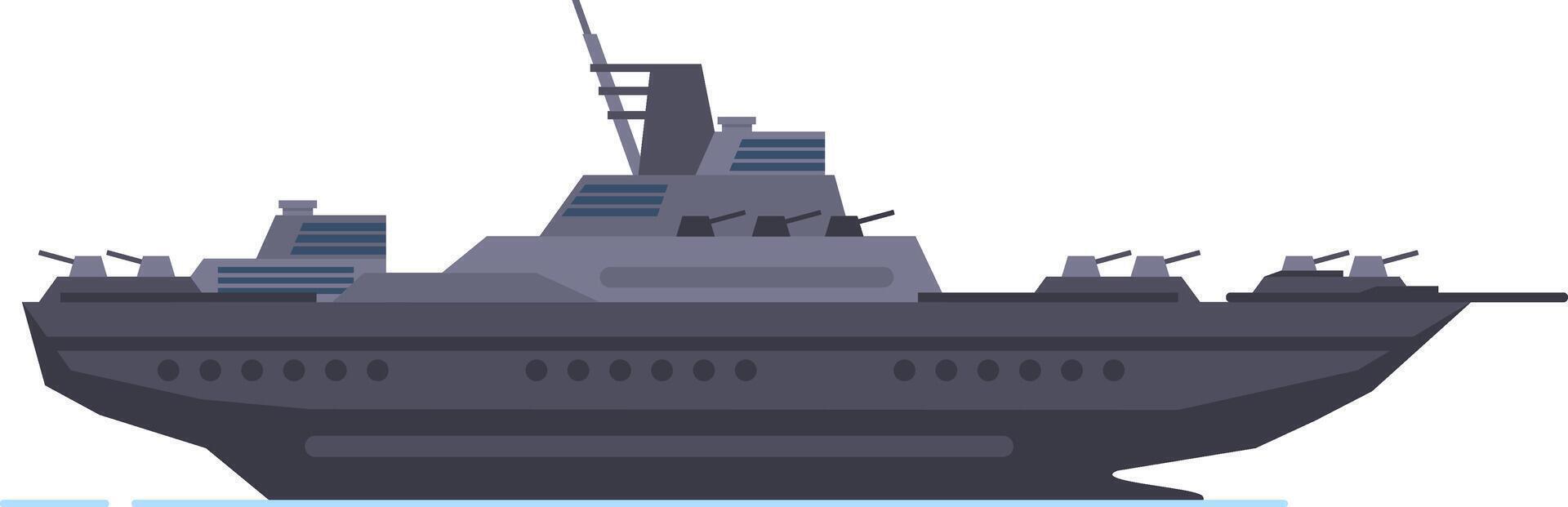 Modern warship equipped with advanced weaponry patrolling the sea, safeguarding national waters, ensuring maritime security, and projecting naval power vector