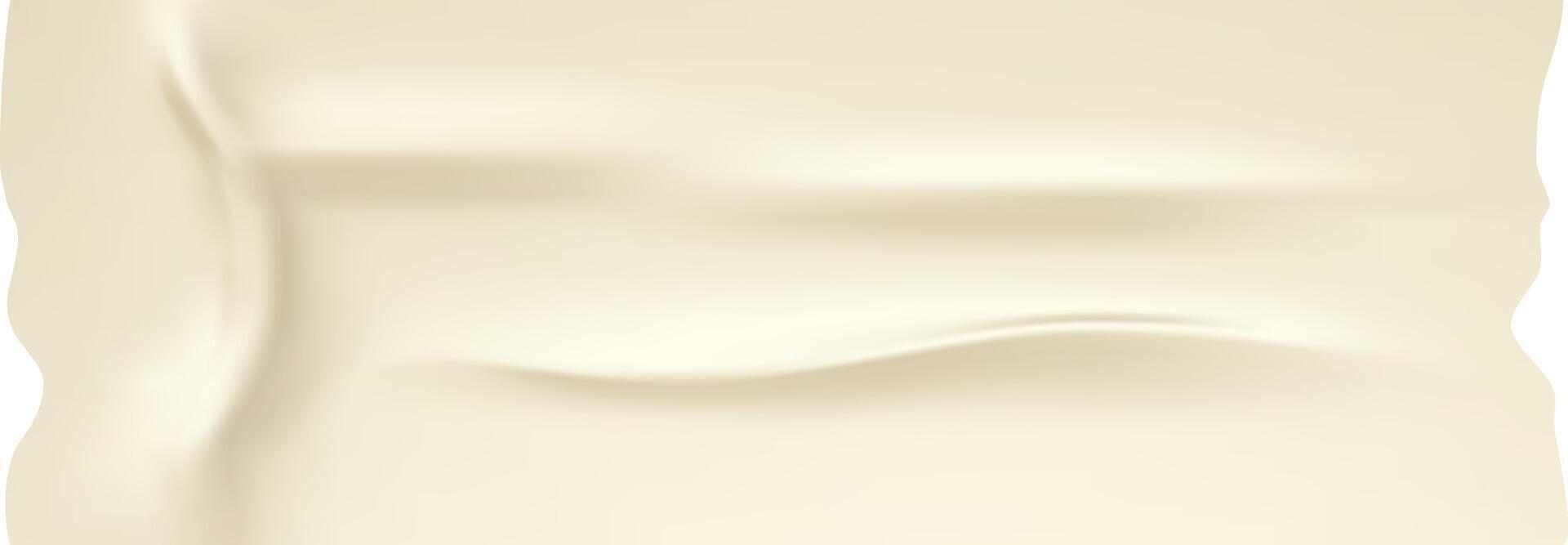 Realistic flowing beige fabric with soft folds waving and fluttering, creating a smooth and elegant texture with highlights and shadows, perfect for backgrounds and design elements vector