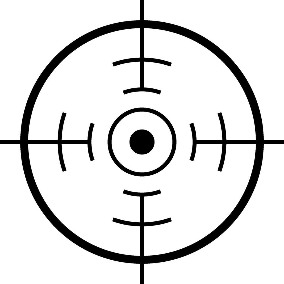 Sniper scope crosshair highlighting a precise target location, showcasing accuracy and focus through a minimalist design that embodies precision and tactical intent vector
