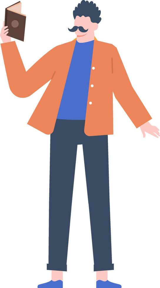 Smiling teacher or student holding a book, sharing knowledge and fostering a love for education and literature in a vibrant, engaging illustration vector
