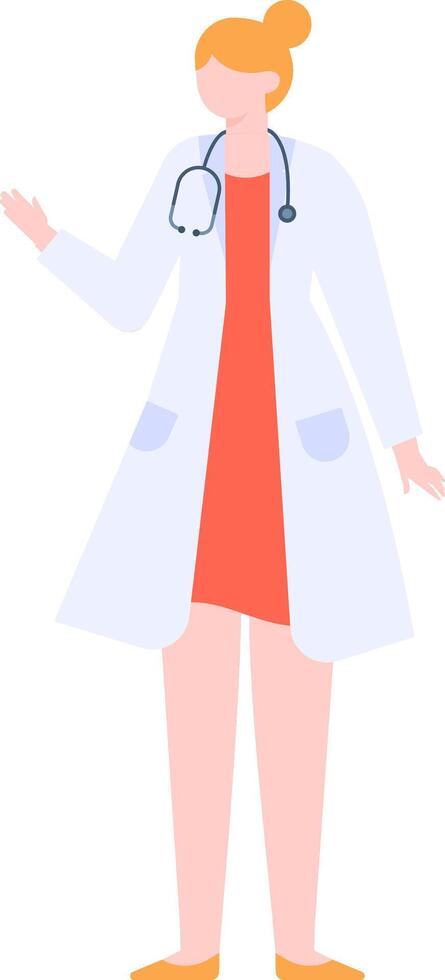 Illustration of a female doctor wearing a lab coat and stethoscope, symbolizing healthcare professions. The character embodies professionalism and dedication in the medical field vector