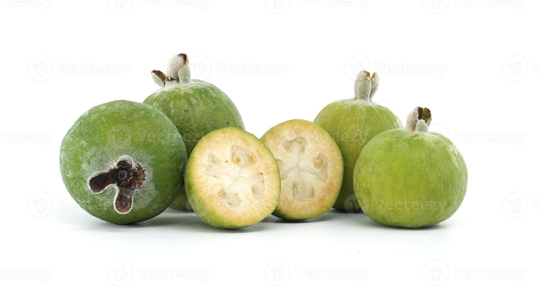 Feijoa Fruits Displayed on White Background for Healthy Eating, photo