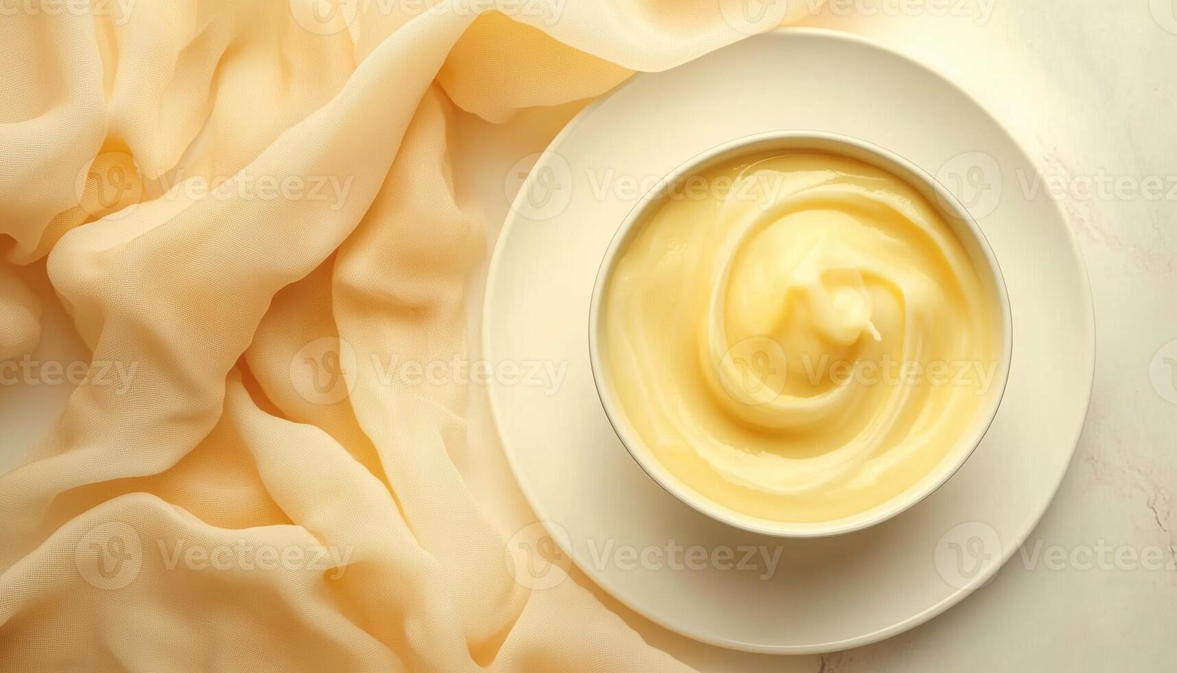 Banana sugar sweet smooth soup on white bowl for simple breakfast photo