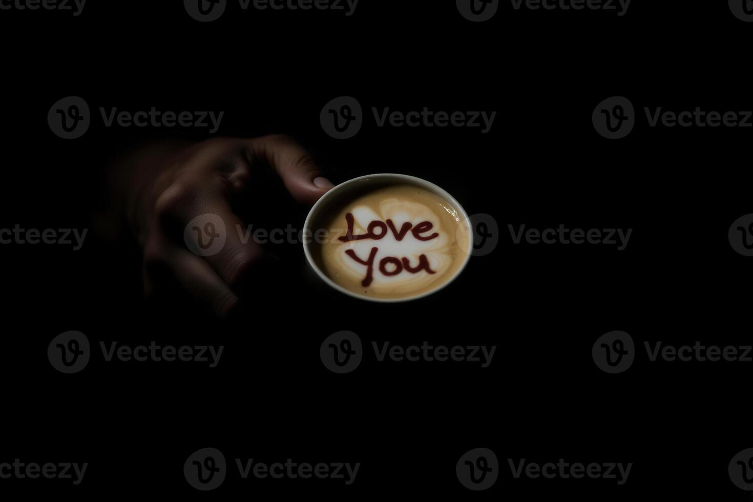 Romantic Love Message in Coffee Cup Captured in Minimalist Digital Art Style Perfect for Valentine's Day and Intimate Themes photo