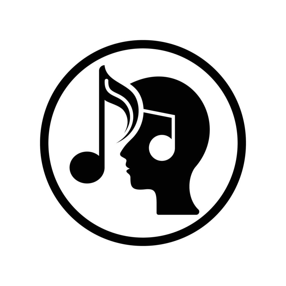 Woman Face Music logo vector