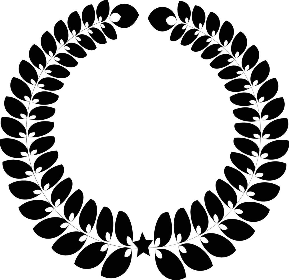 Classic Black Leaf Wreath Illustration vector