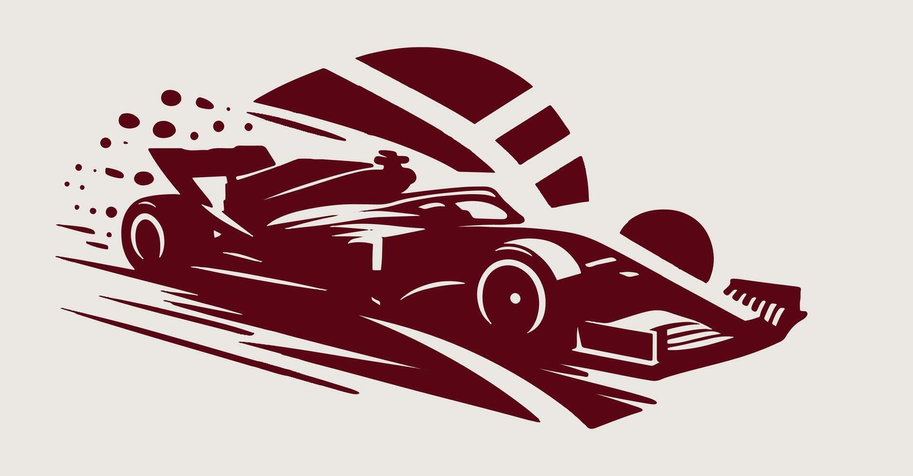A racing car is shown in a stylized illustration vector