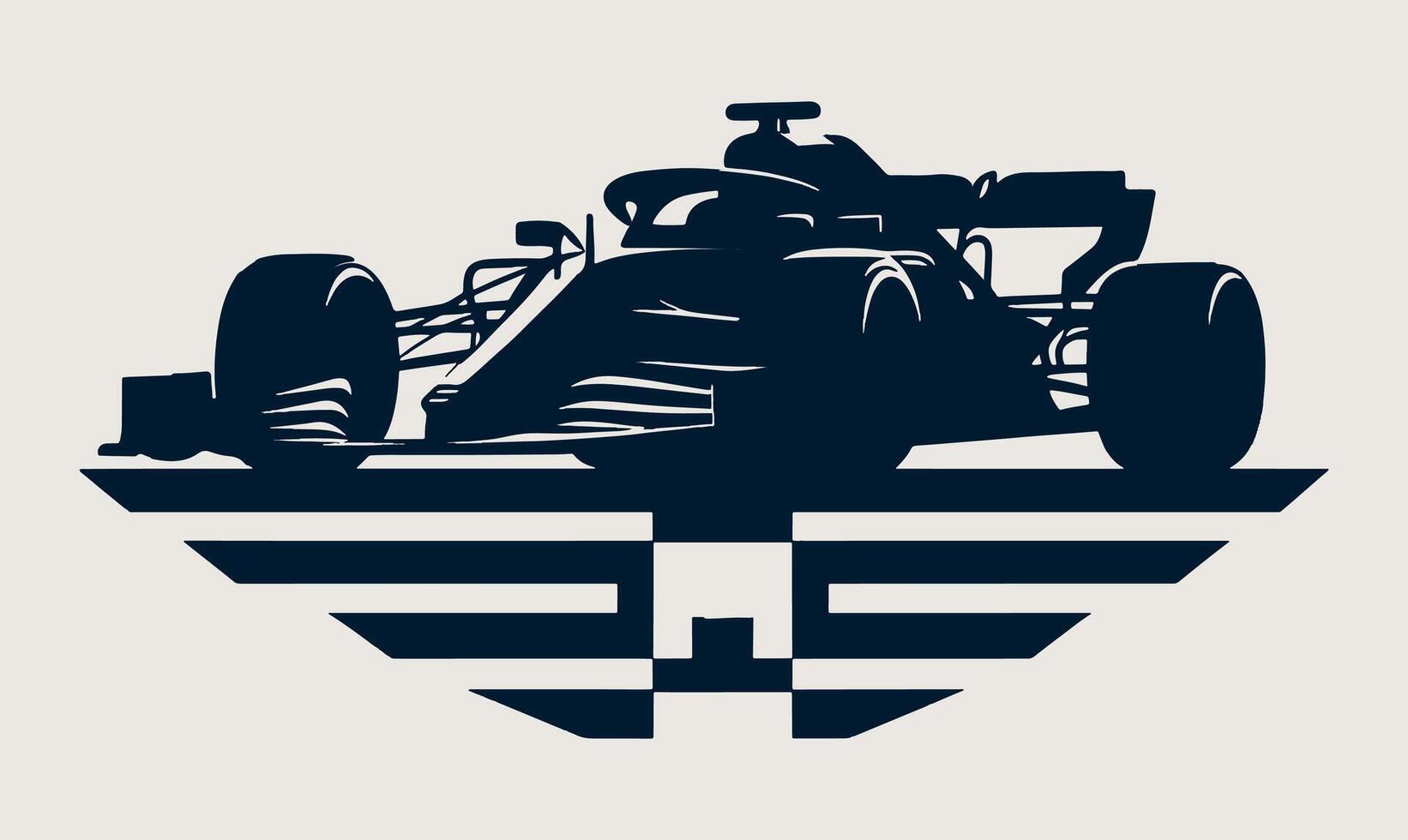 A racing car silhouette on a gray background vector