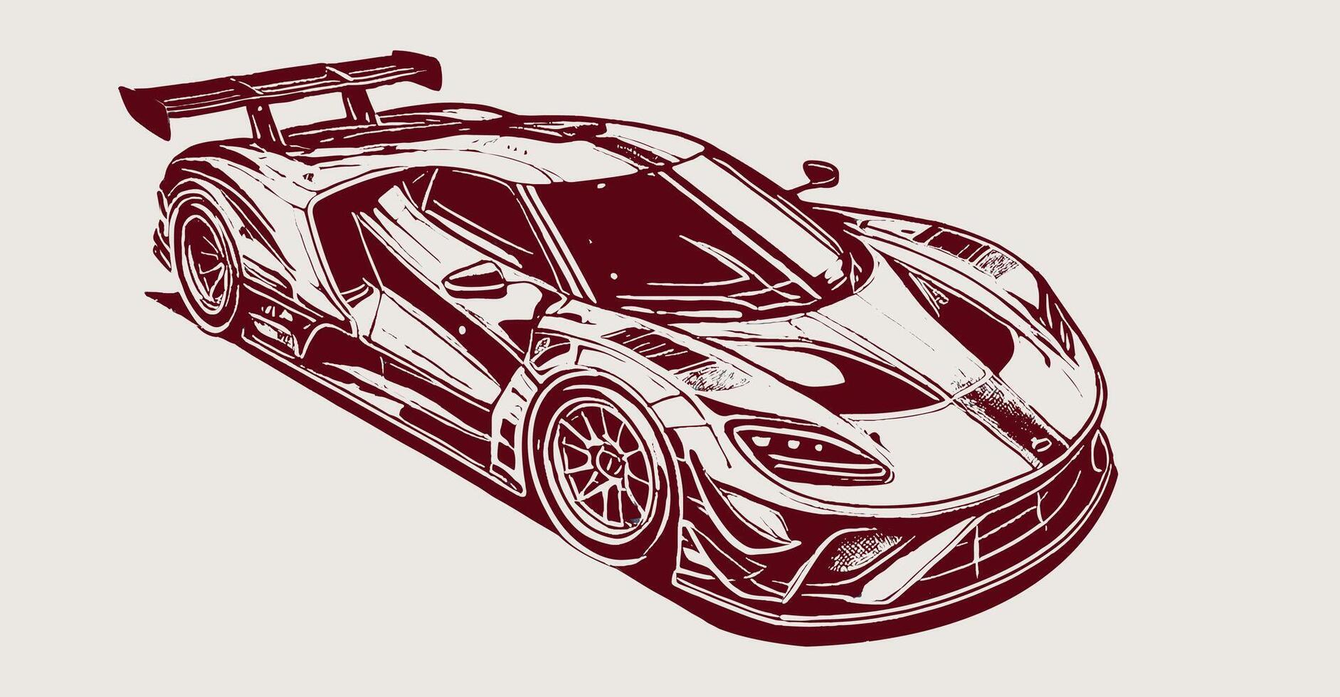 A drawing of a race car on a white background vector