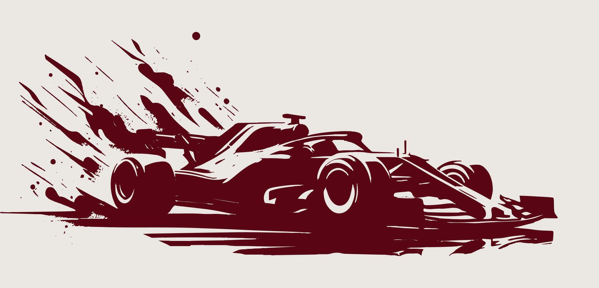 A racing car is shown in a splash of paint vector