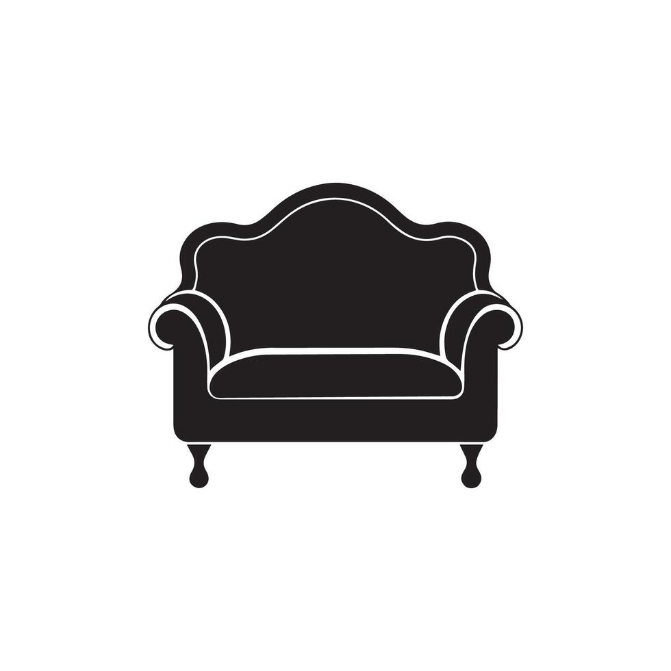 Elegant Luxury Armchair Sofa Icon Classic Furniture Silhouette Design vector