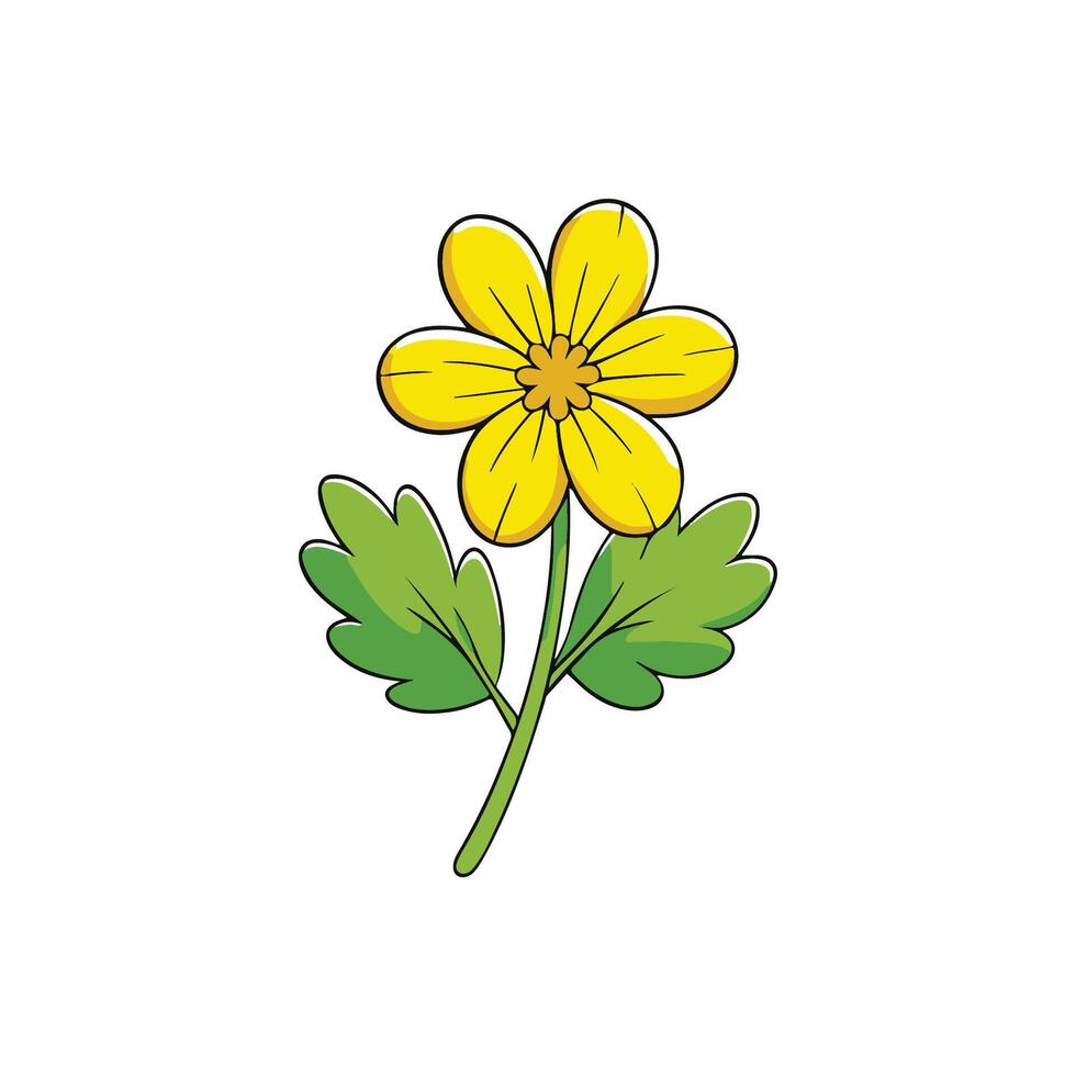 Cute Yellow Flower Cartoon Illustration vector