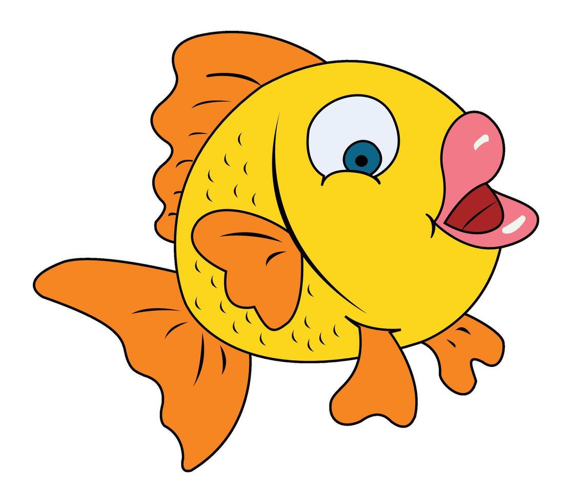 A yellow fish smiling illustration vector