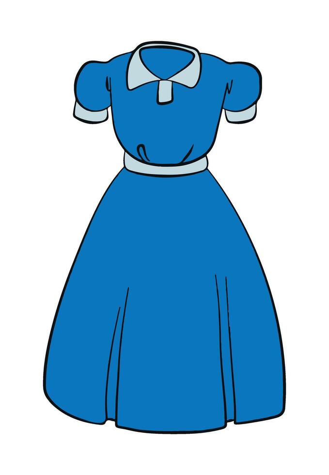 A blue dress isolated on white background vector