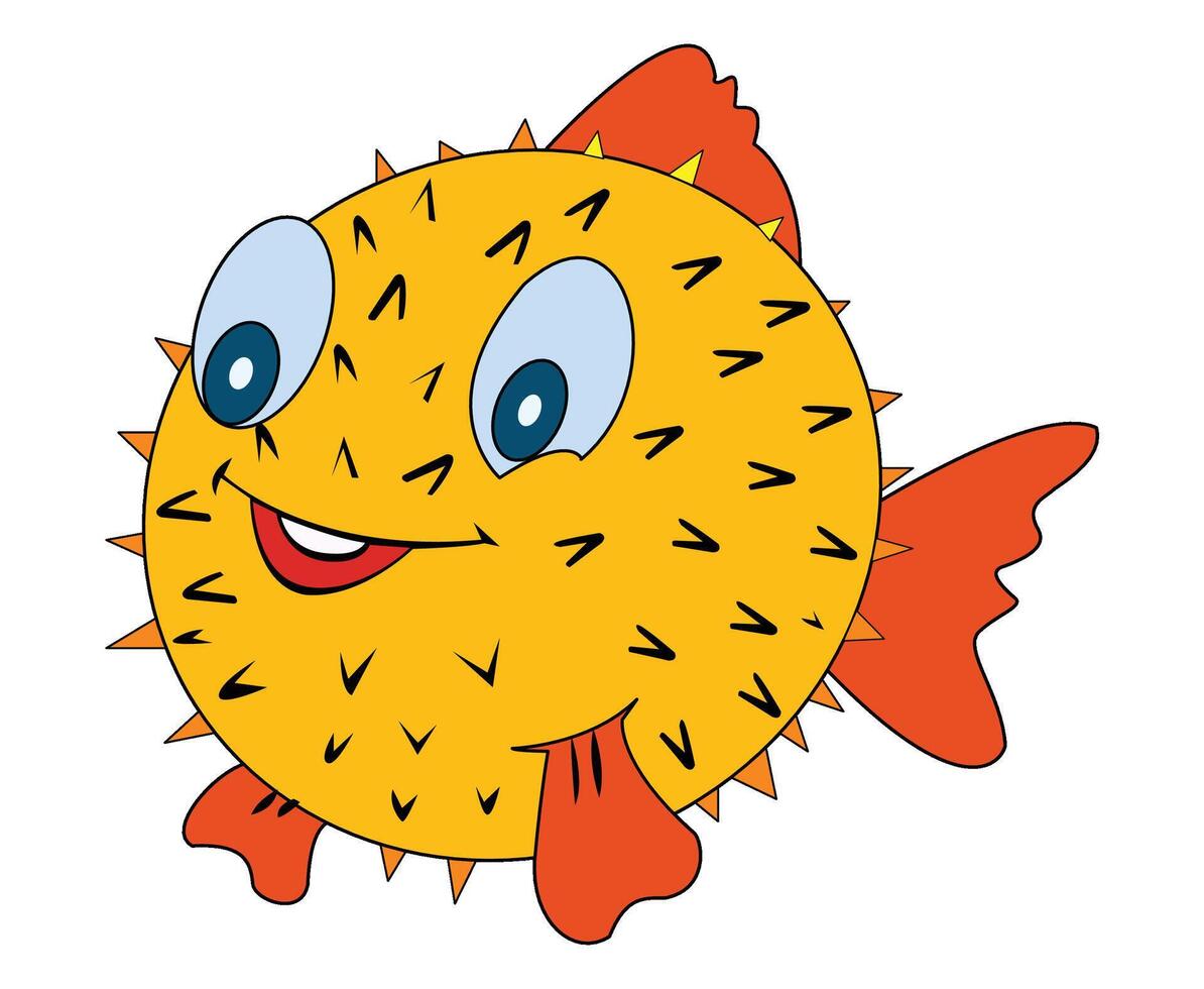 A puffer fish smiling illustration vector