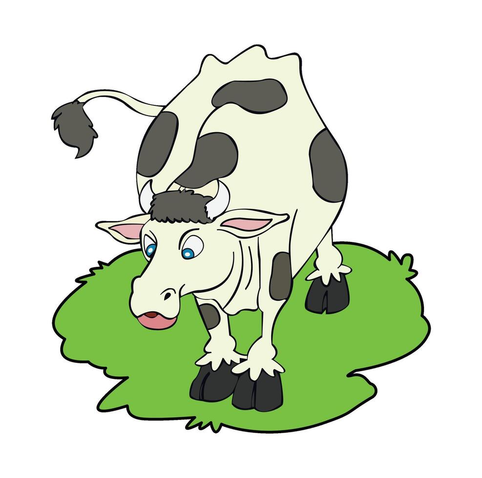 Cow standing on grass illustration vector