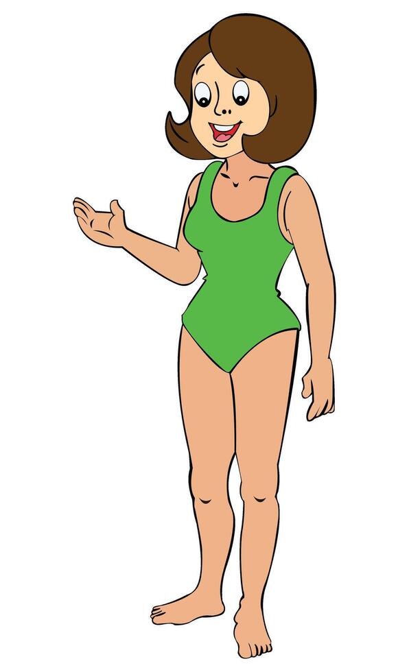 A girl is ready to go swimming vector