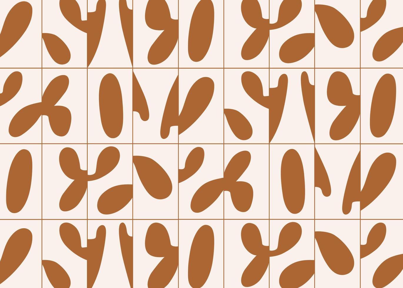 Linear smooth abstract pattern drawing with brown color on beige background vector