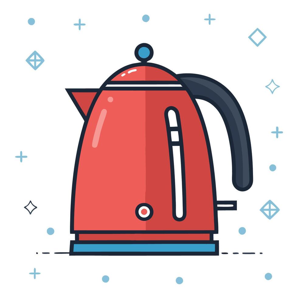 Stylish Red Electric Kettle Icon with Clean icon vector