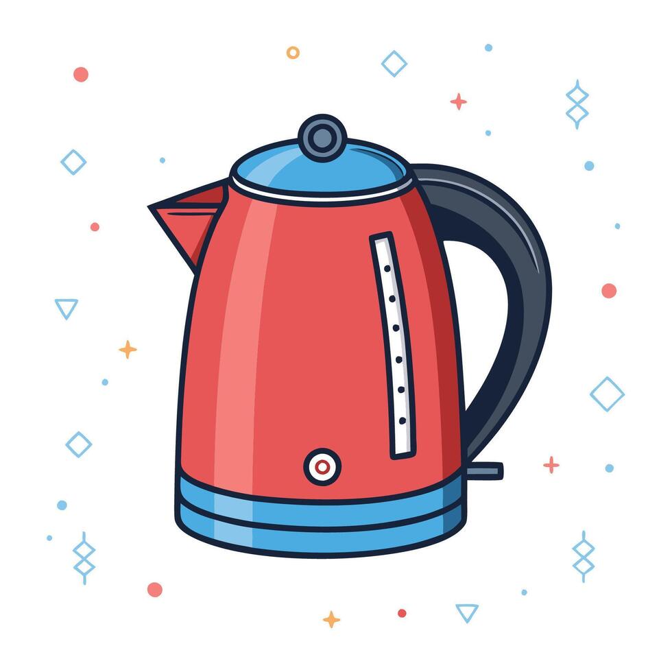 Stylish Red Electric Kettle Icon with Clean Design vector