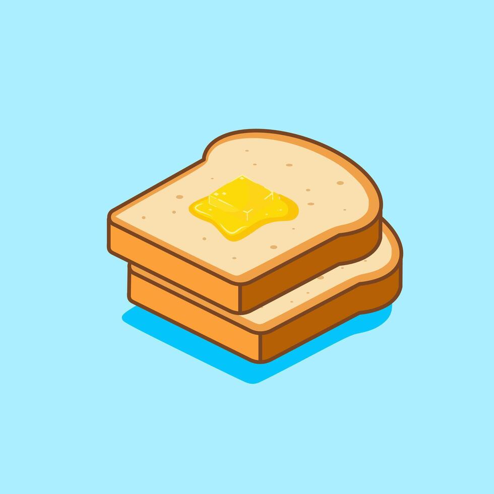 Bread and melting butter illustration cartoon design vector