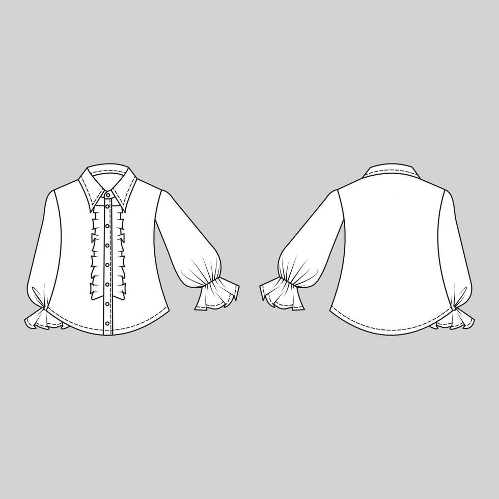 Female Shirt Flat Sketch vector