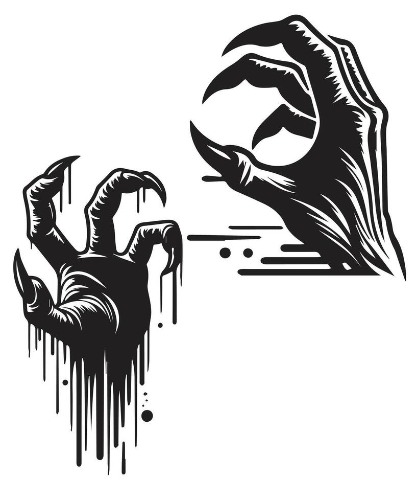 scary hand with dripping blood and claws vector