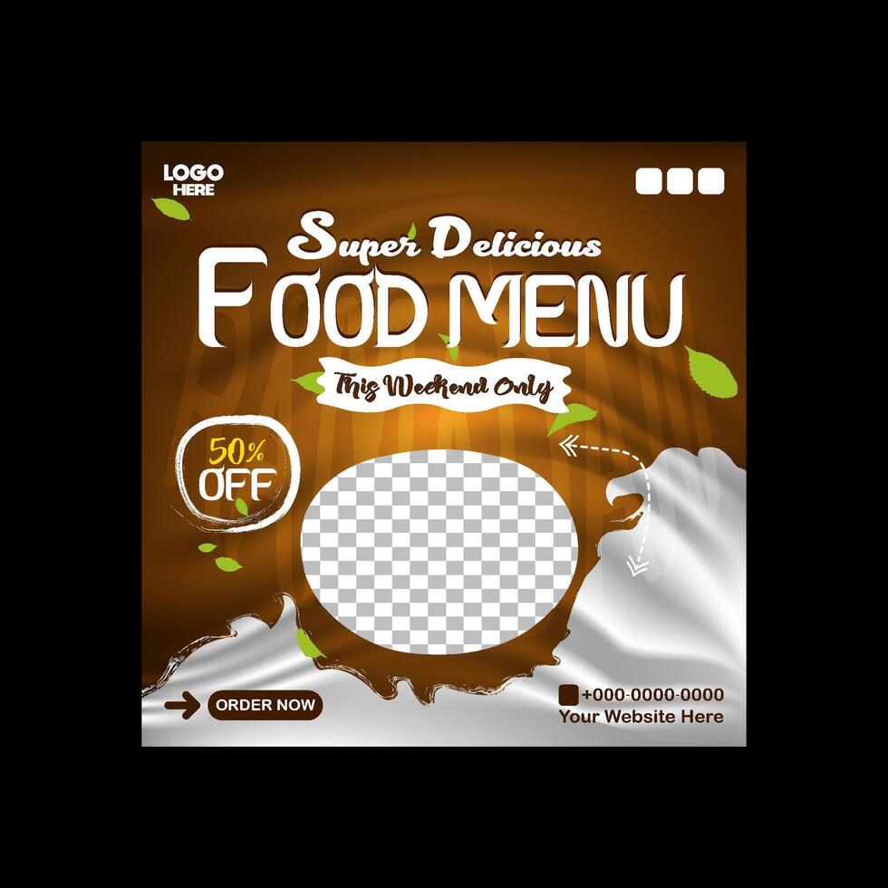 Ramadan delicious iftar menu food post design and social media banner template vector