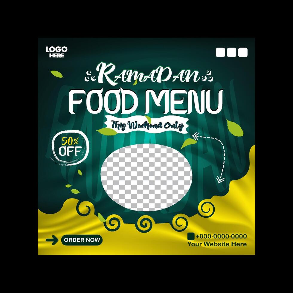 Ramadan Kareem Special Food Menu Social Media Post Template vector