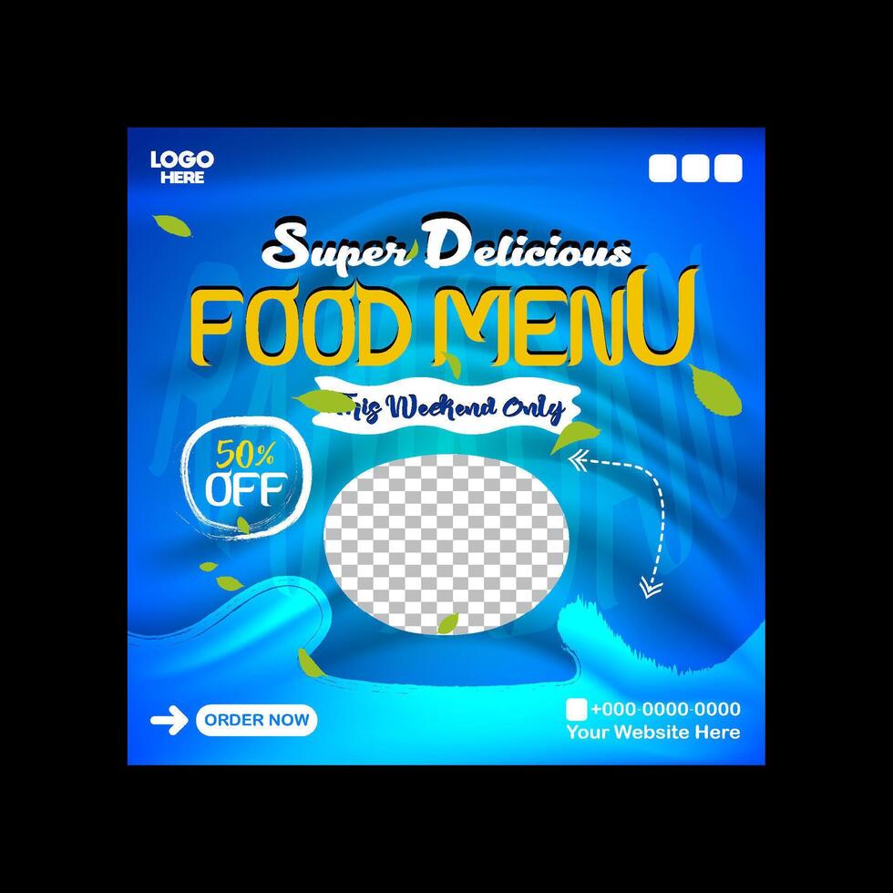 Ramadan creative delicious iftar food menu social media poster template design vector