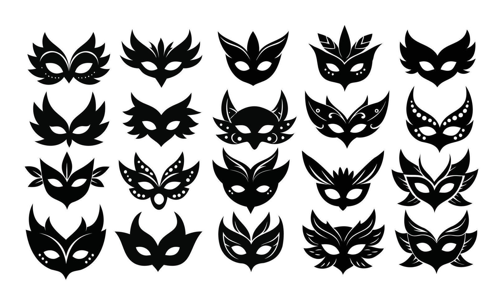 Carnival Masquerade Mask Icon Set vector