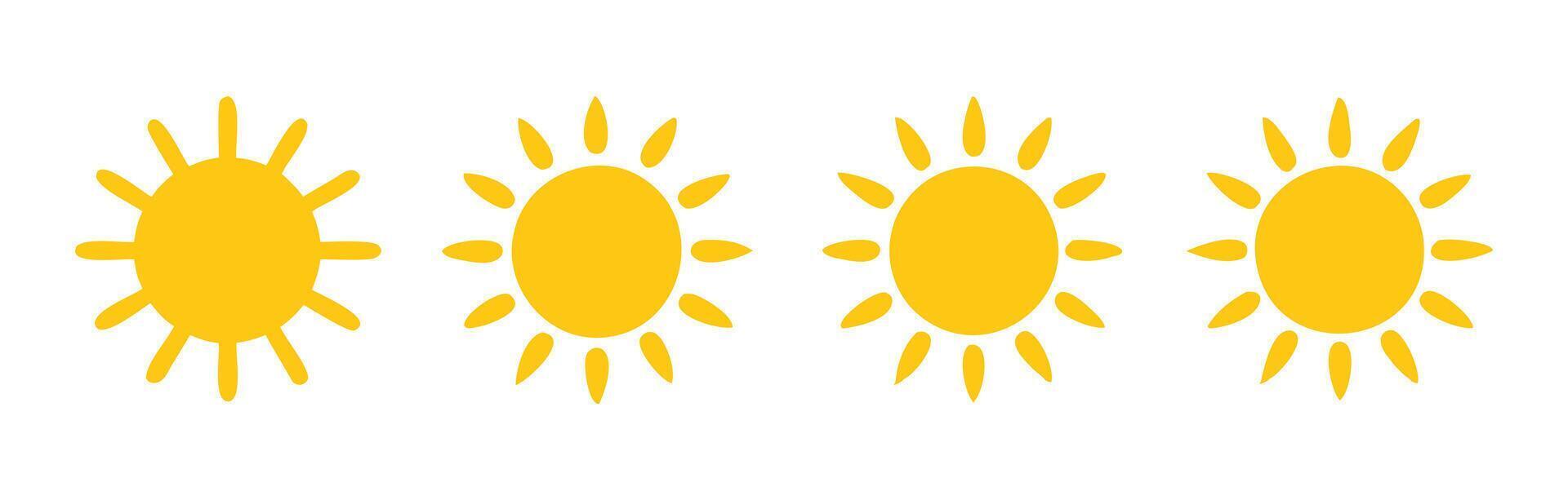 Simple Yellow Sun Illustrations Icon Set vector
