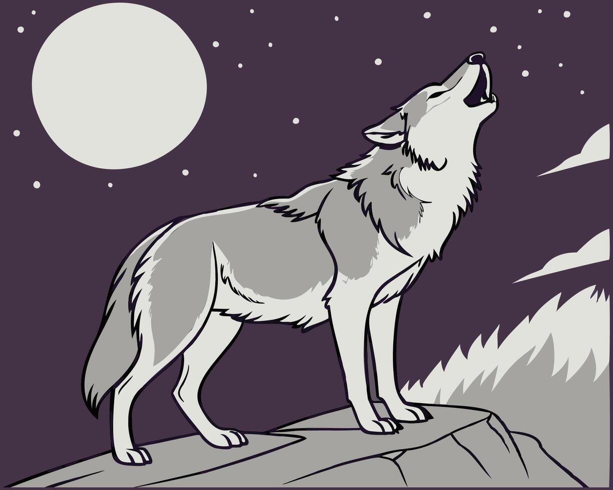 Wolf Howling at the Moon vector