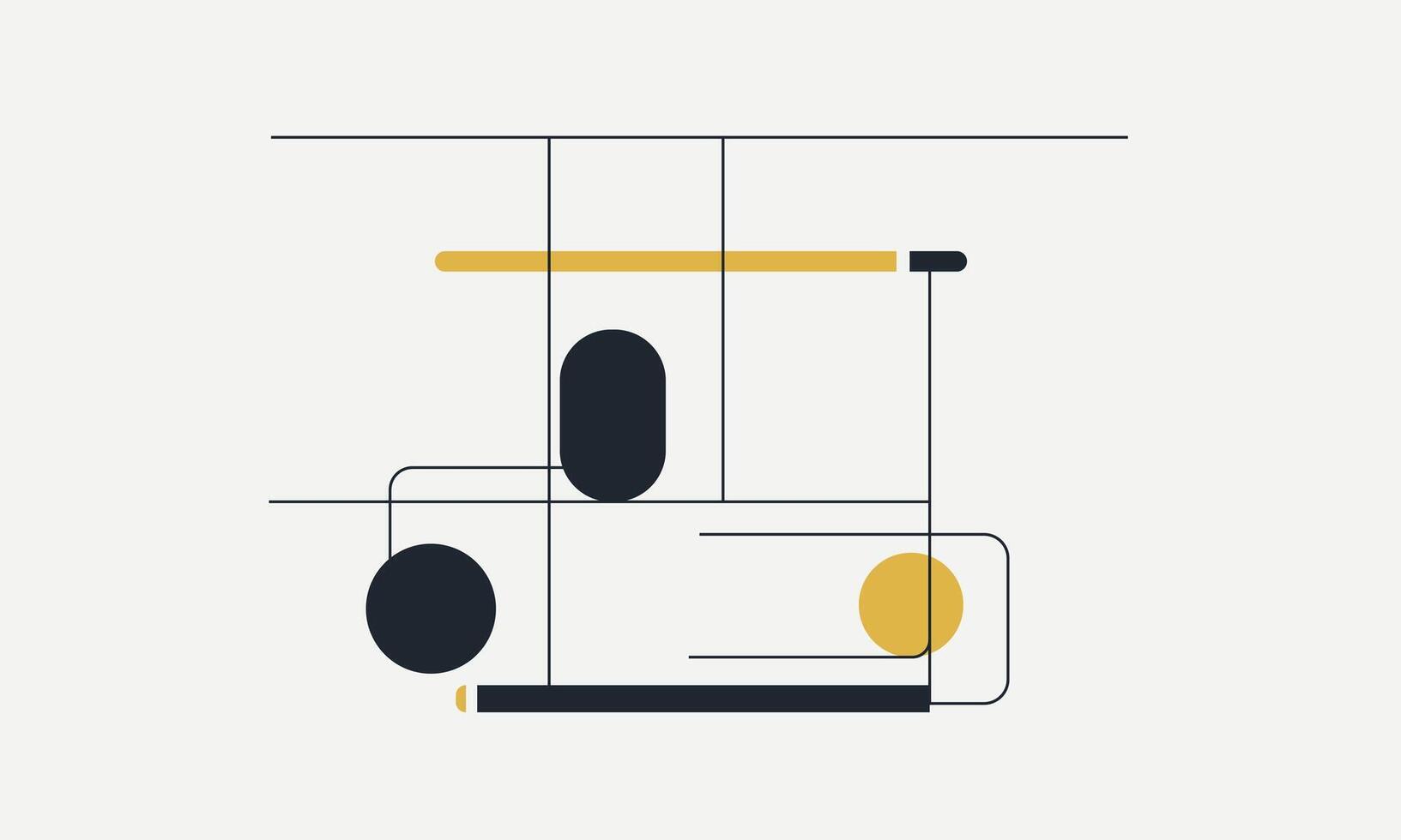 minimalist flat design black and yellow geometric shape vector