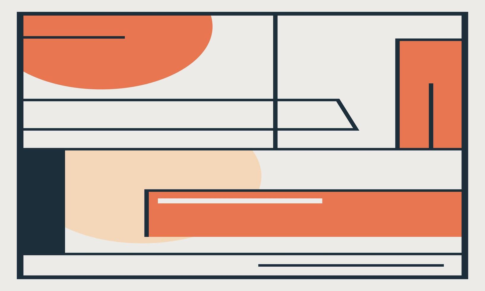 square flat design orange and black lines vector
