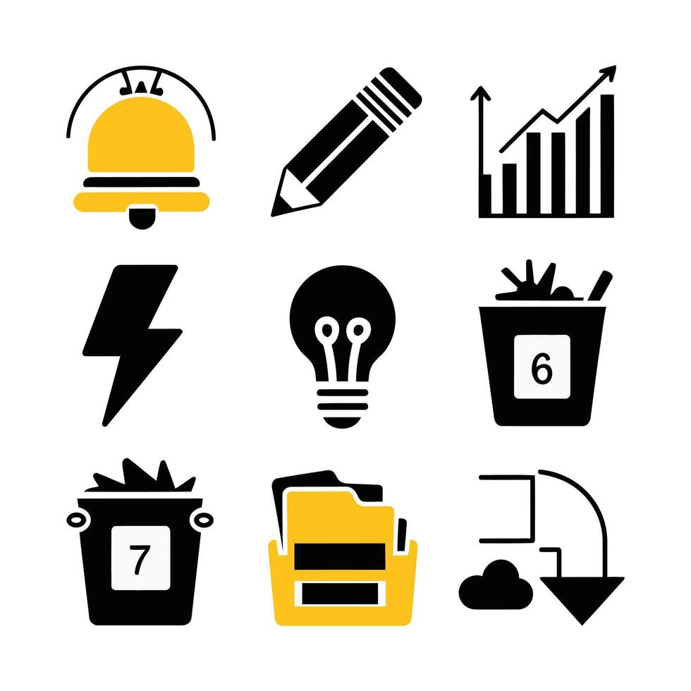 Business set startup flat icons vector