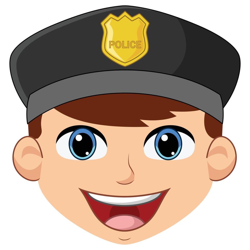 Police Man Face Icon On White Background vector
