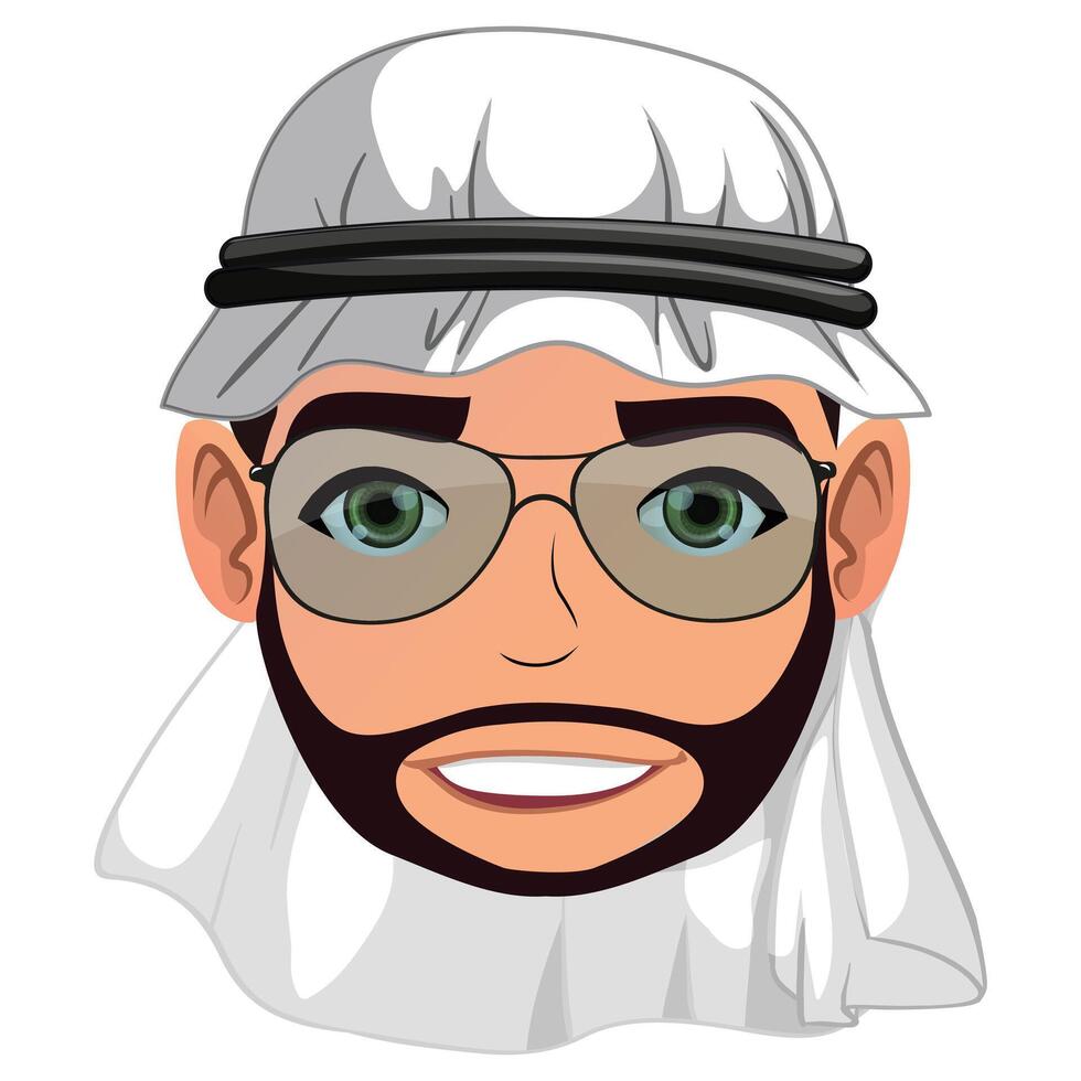 Arabic Man Face With Black Beard vector