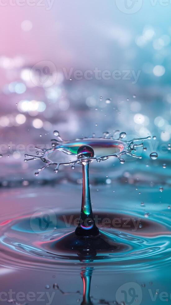 Water droplet with colorful background photo