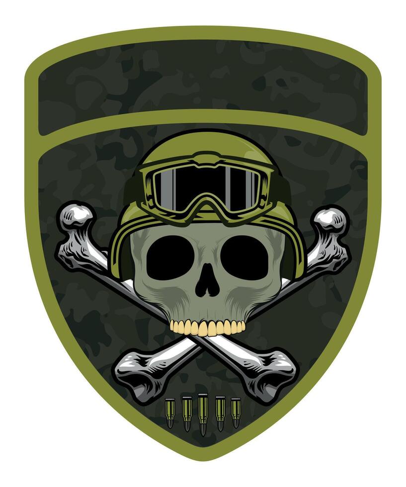 military army camouflage chevron military driver with skull in helmet and goggles with crossbones vector
