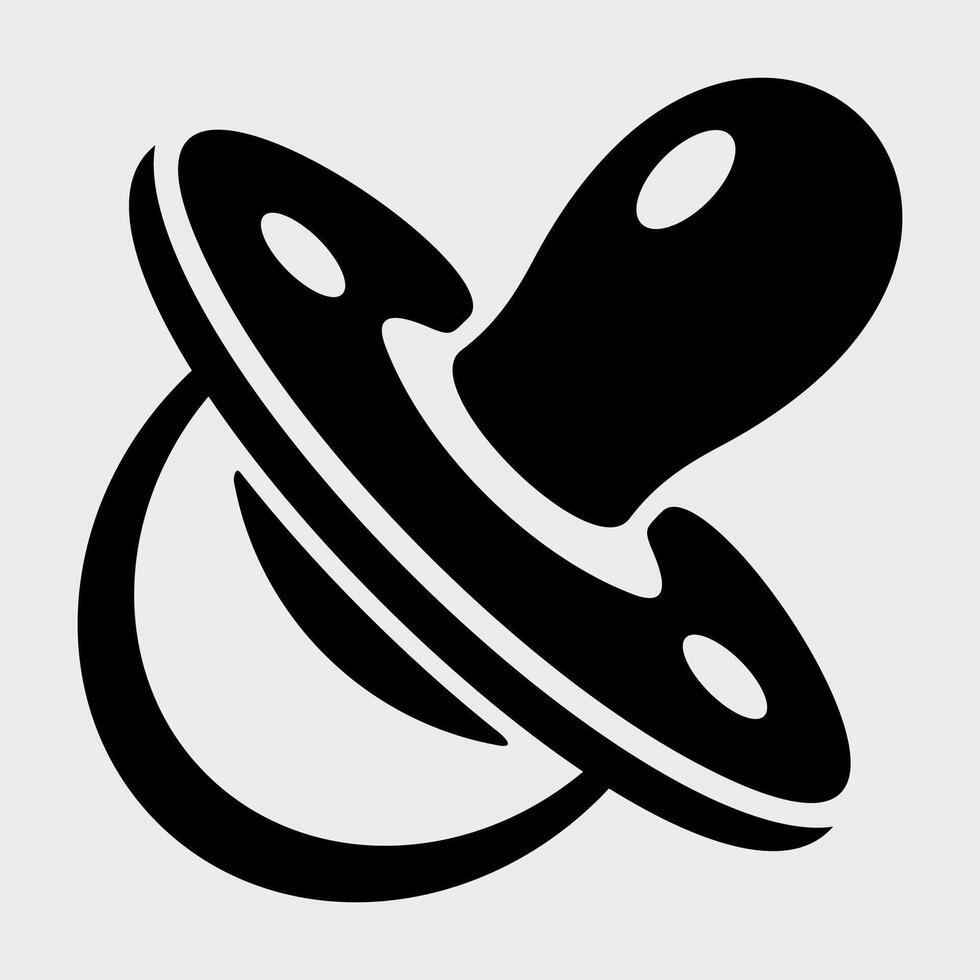 black and white icon of baby pacifier on white background vector