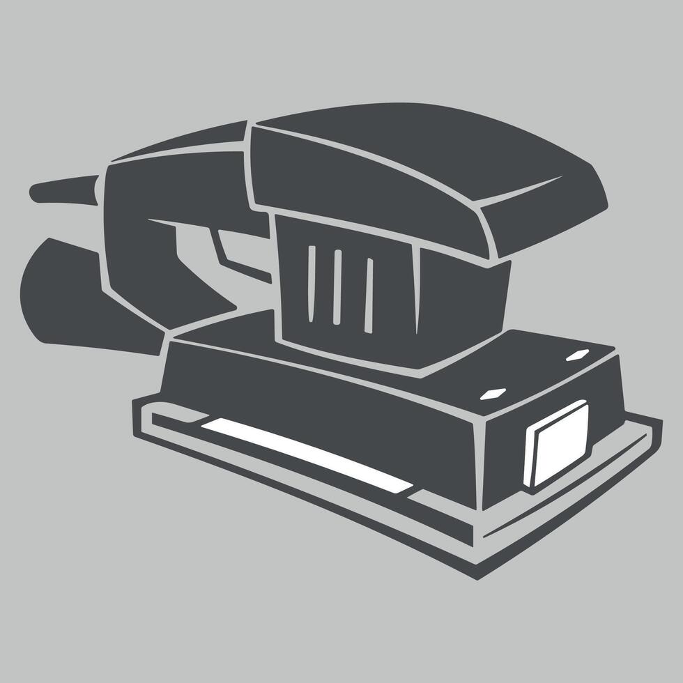 black and white simple icon of power tool on sofa on white background vector