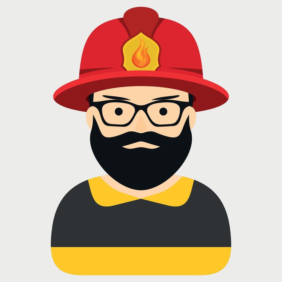 colored icon of firefighter in red helmet isolated on white background vector