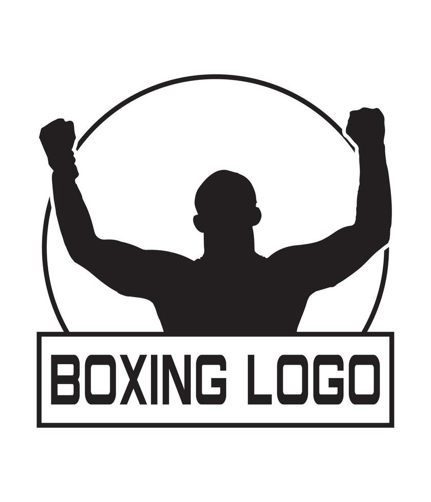 Boxing logo with a man in the foreground vector